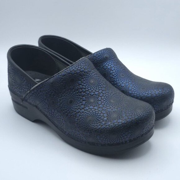Dansko ITALY MADE Professional Navy Medallion Clogs Mules LEATHER Size 40 Womens - Picture 5 of 14